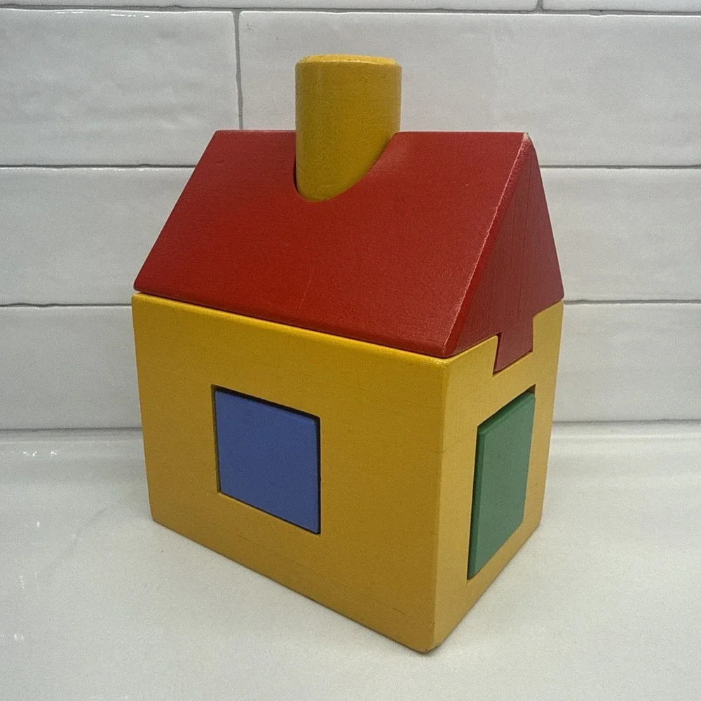 Vintage IKEA Primary Colors Wooden House Toy Puzzle 1980's-90's - Fast Shipping!